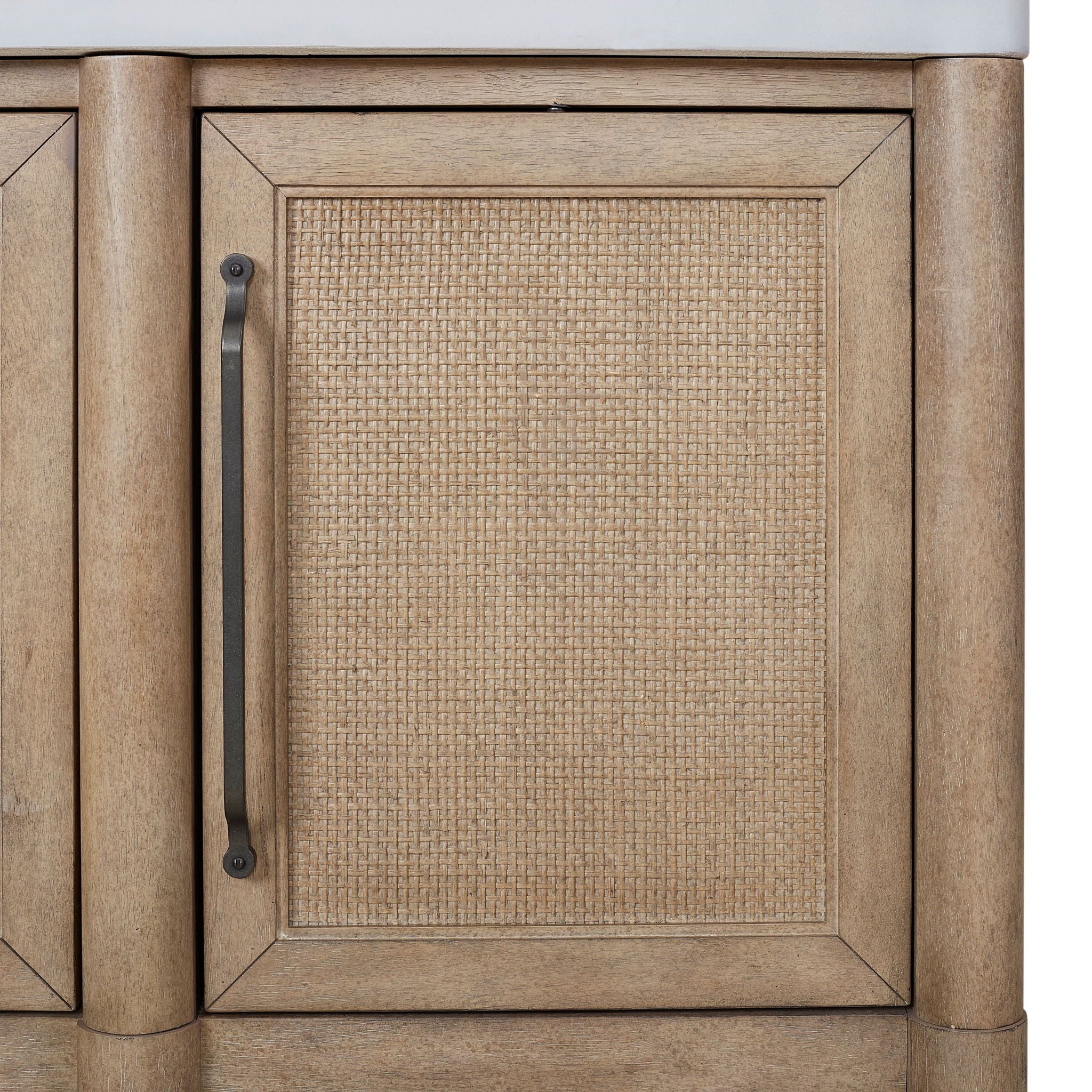 Cement Topped Server With Cane Insets - Sand