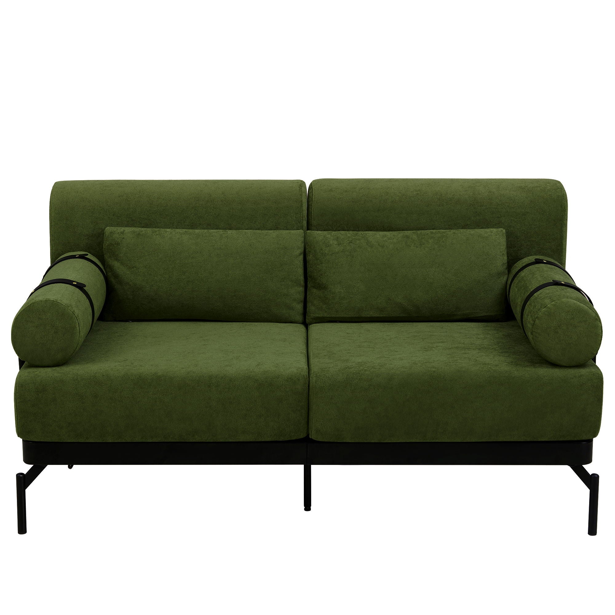 Modern Loveseat Sofa 2 Seater With USB Ports, Cylindrical Armrests