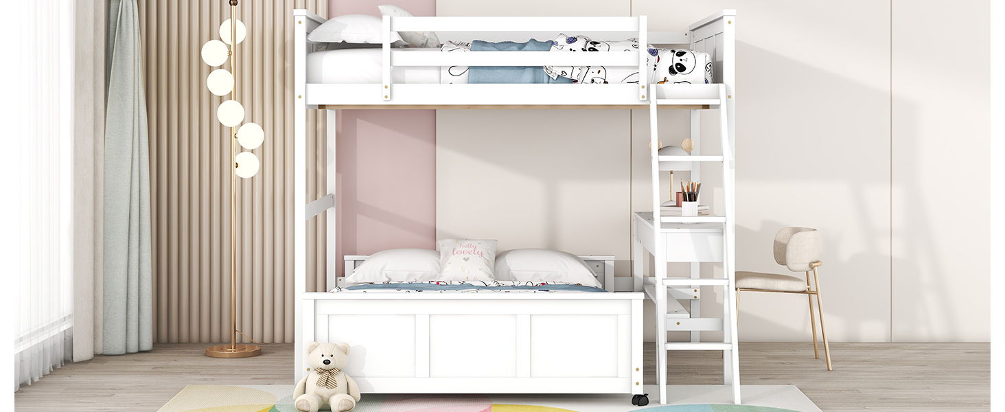 Full Over Full Bunk Bed With Desk
