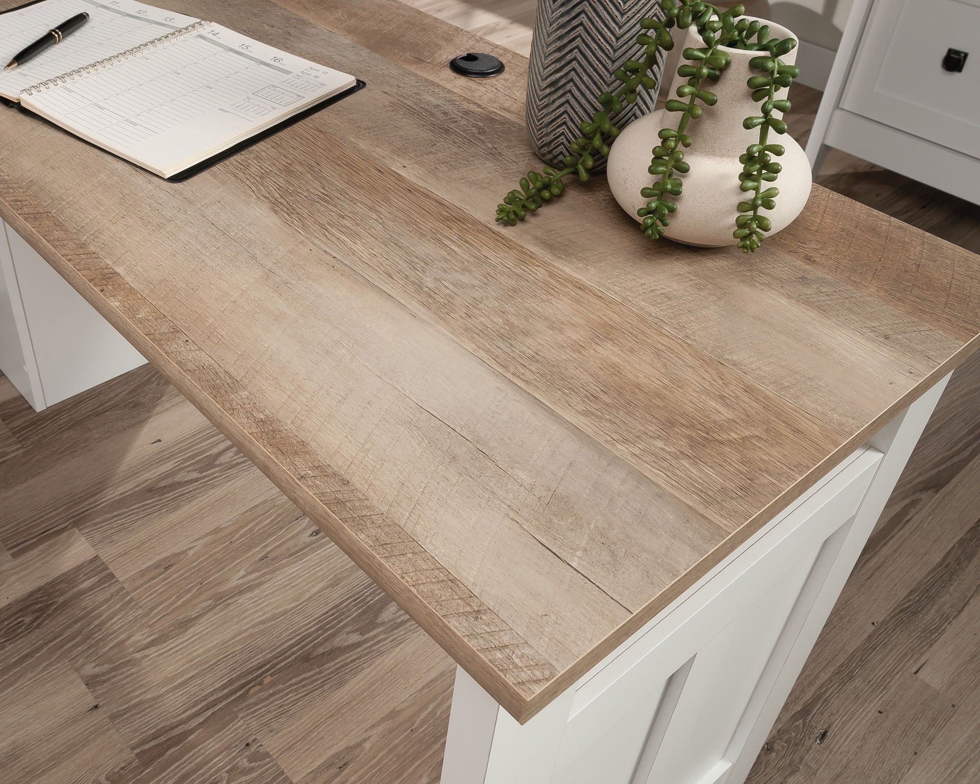 L-Shaped Home Office Desk in Soft White