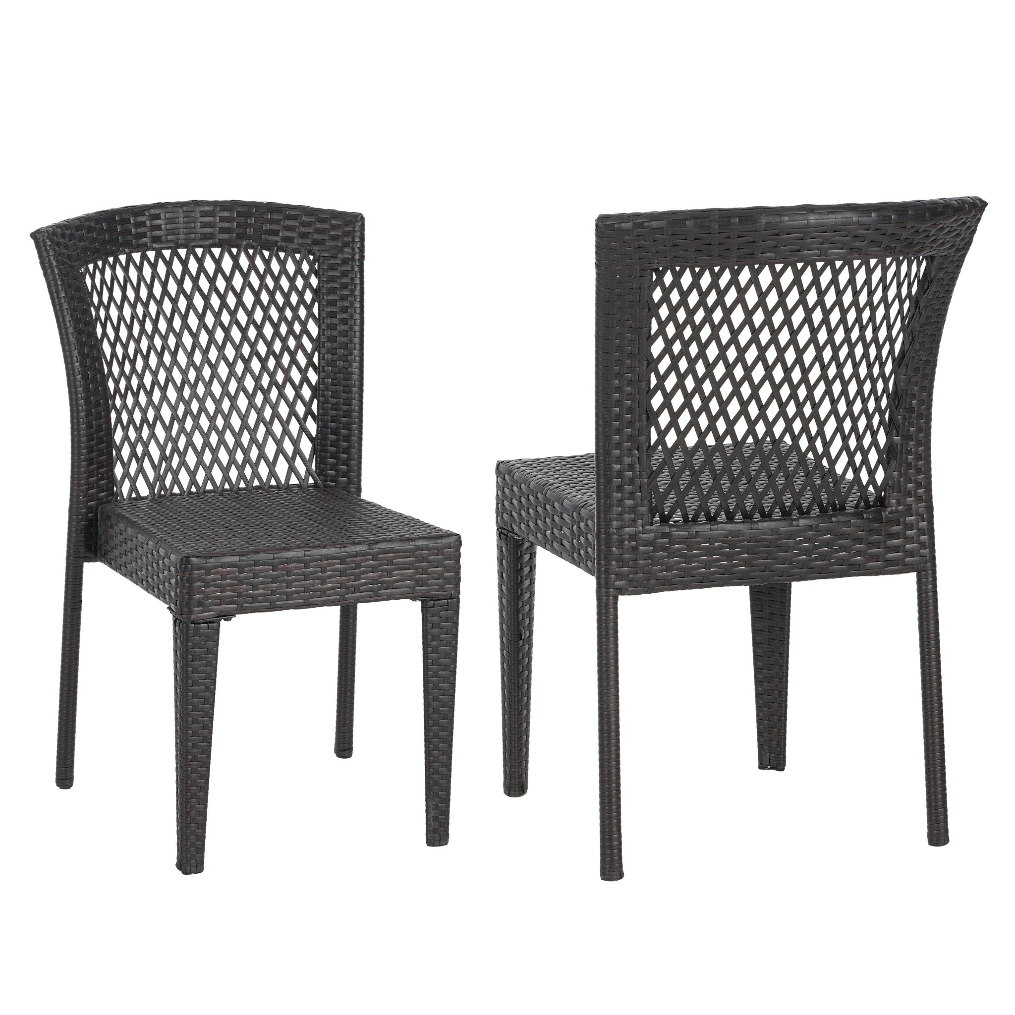 Outdoor Dining Chairs, Stackable Chairs With UV Resistant Frame (Set of 2) - Brown Multi
