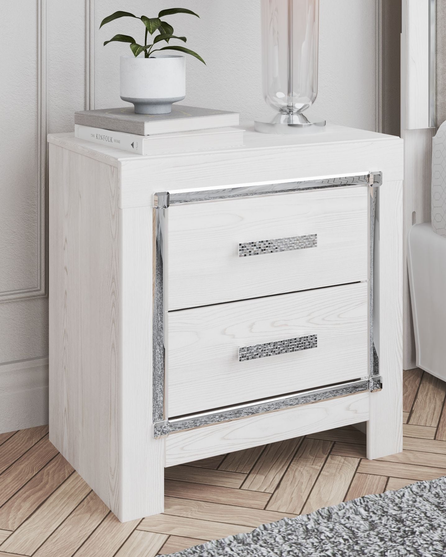 Ashley Furniture Altyra - White - Two Drawer Night Stand | Meri Furniture