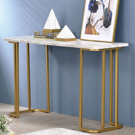 Furniture of America Calista - Sofa Table - Gold / White | Meri Furniture