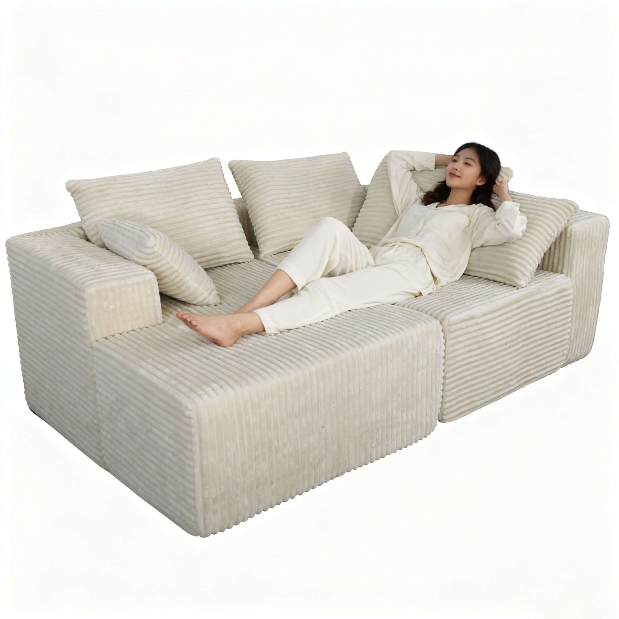 Corner Combination Sofa Sectional Couch With Soft Plush Fabric