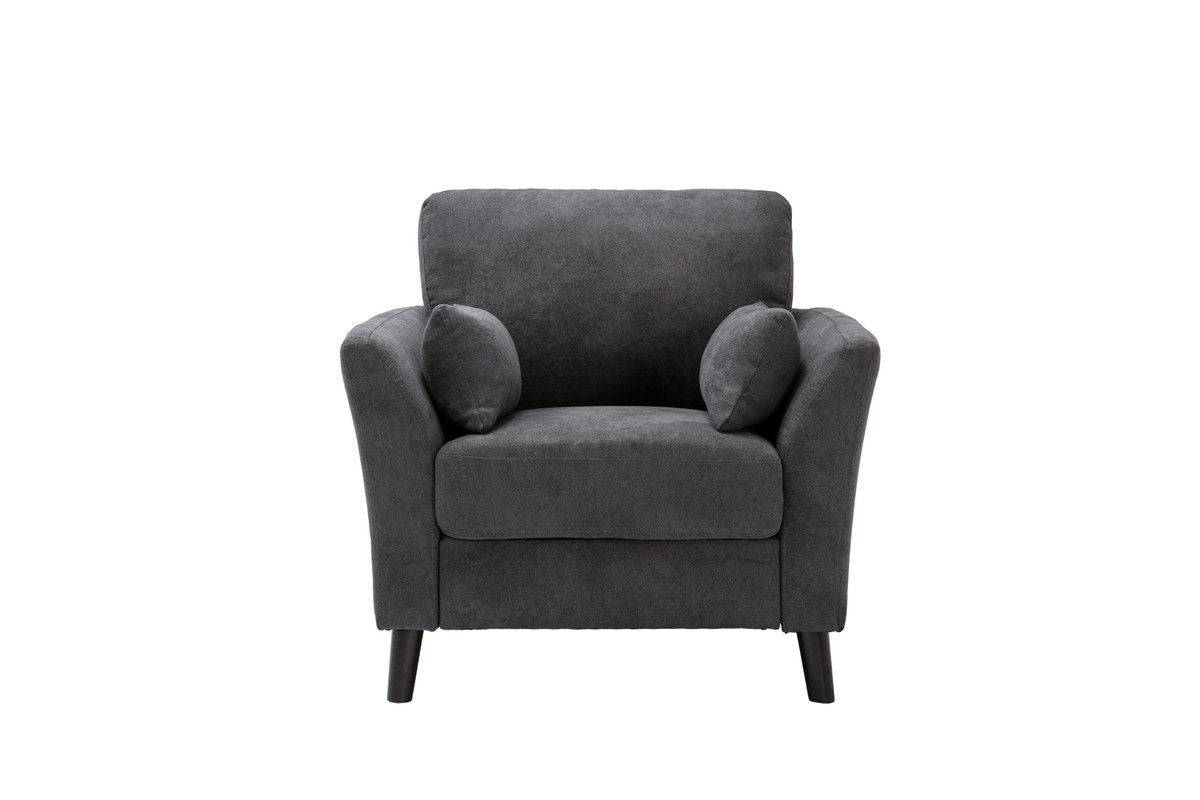 Damian Gray Woven Fabric Sofa Loveseat Chair Living Room Set