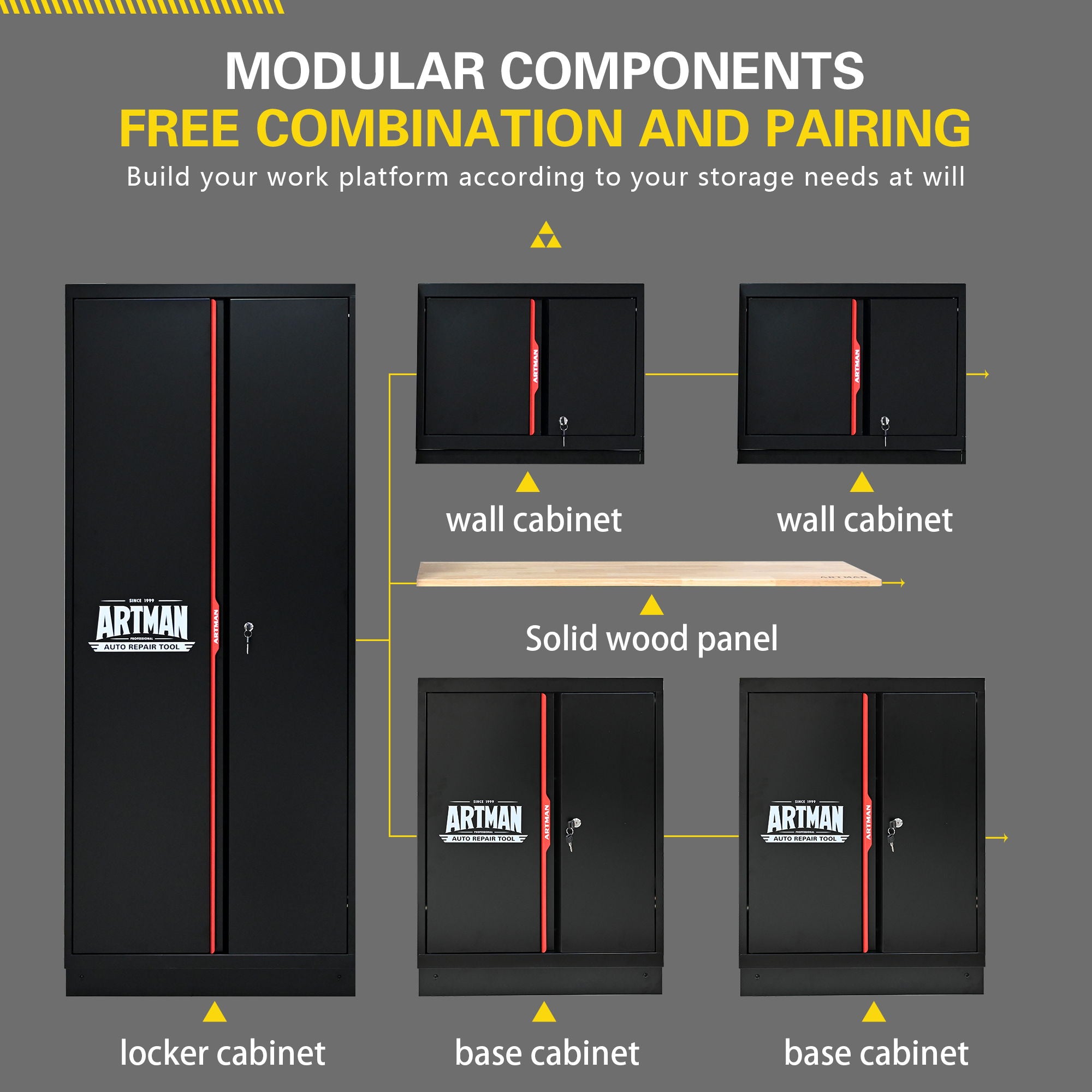 Steel Filing Cabinet With Compartments For Office Use, Storage, File Storage, Archives, And High And Low Cabinets - Black / Red