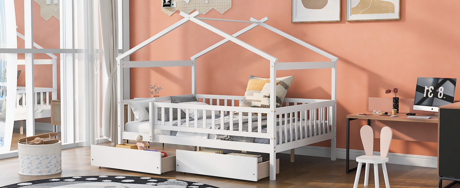 House Bed With 2 Drawers