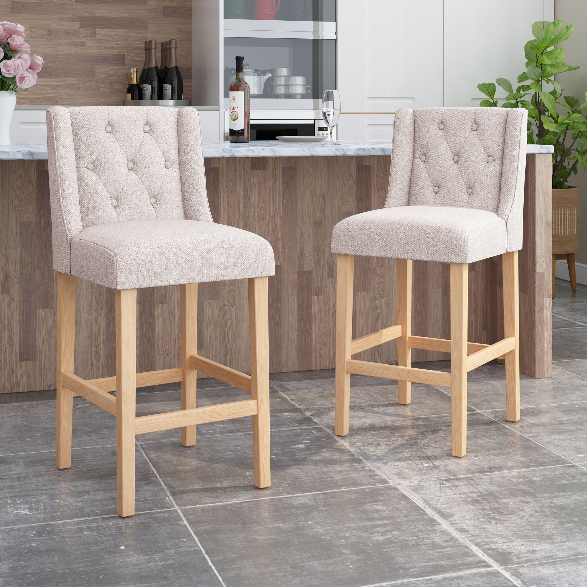 Ethereon - Tufted Counter Stool (Set of 2)
