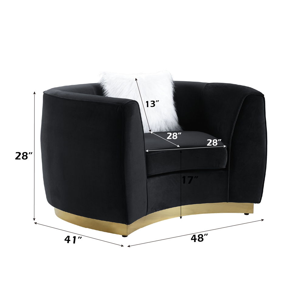 Achelle - Chair With Pillow - Black Velvet