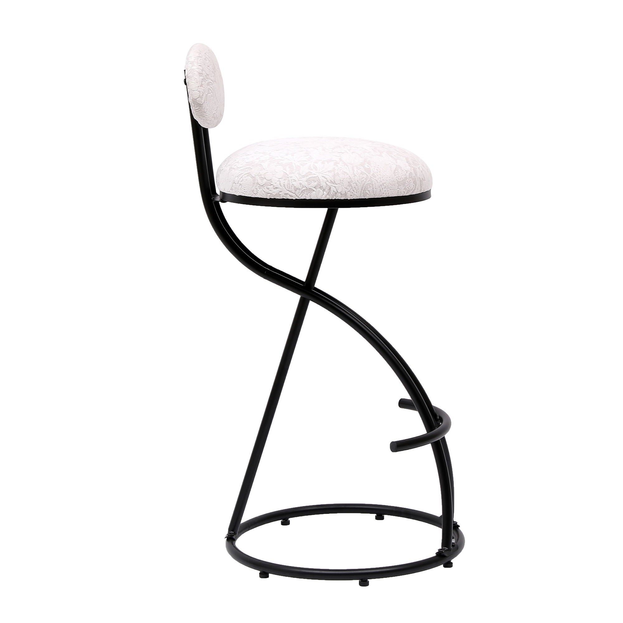 Round Print Bar Stools Upholstered Chairs For Kitchen (Set of 2)