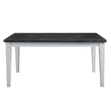 ACME Lanton - Dining Table - Marble & Antique White Finish | Meri Furniture