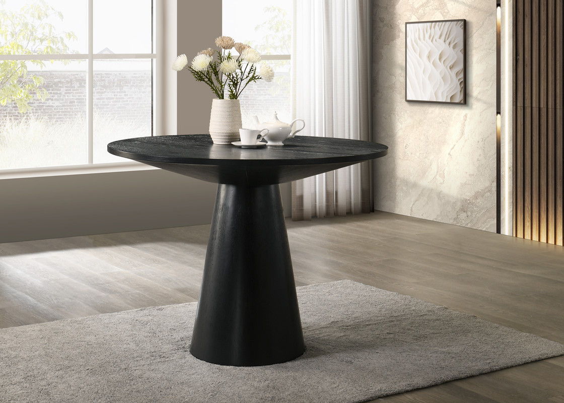 Jasper 47" Round Ebony Black Counter Height Table with Pedestal Base