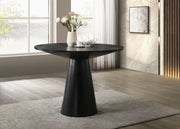 Jasper 47" Round Ebony Black Counter Height Table with Pedestal Base