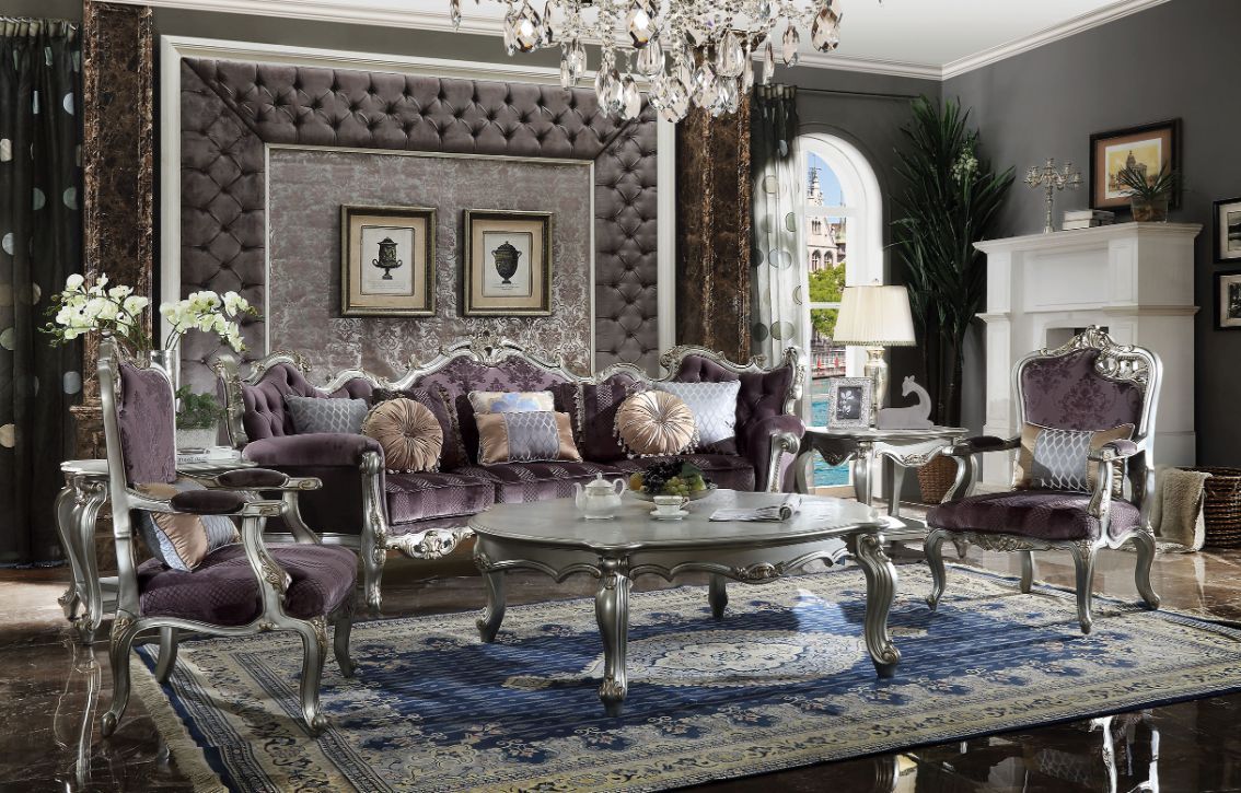 ACME Picardy - Sofa - Velvet & Antique Platinum | Meri Furniture