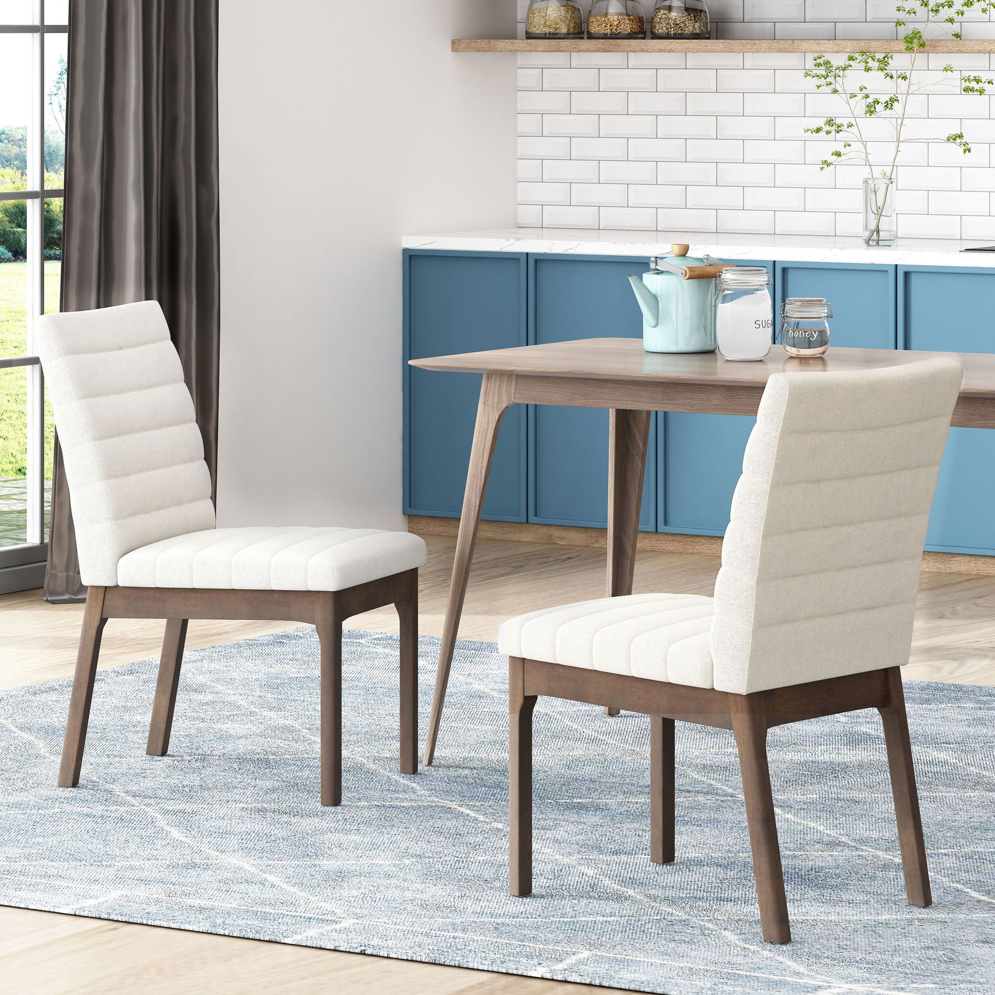Upholstered Dining Chairs With Rubber Legs (Set of 2)