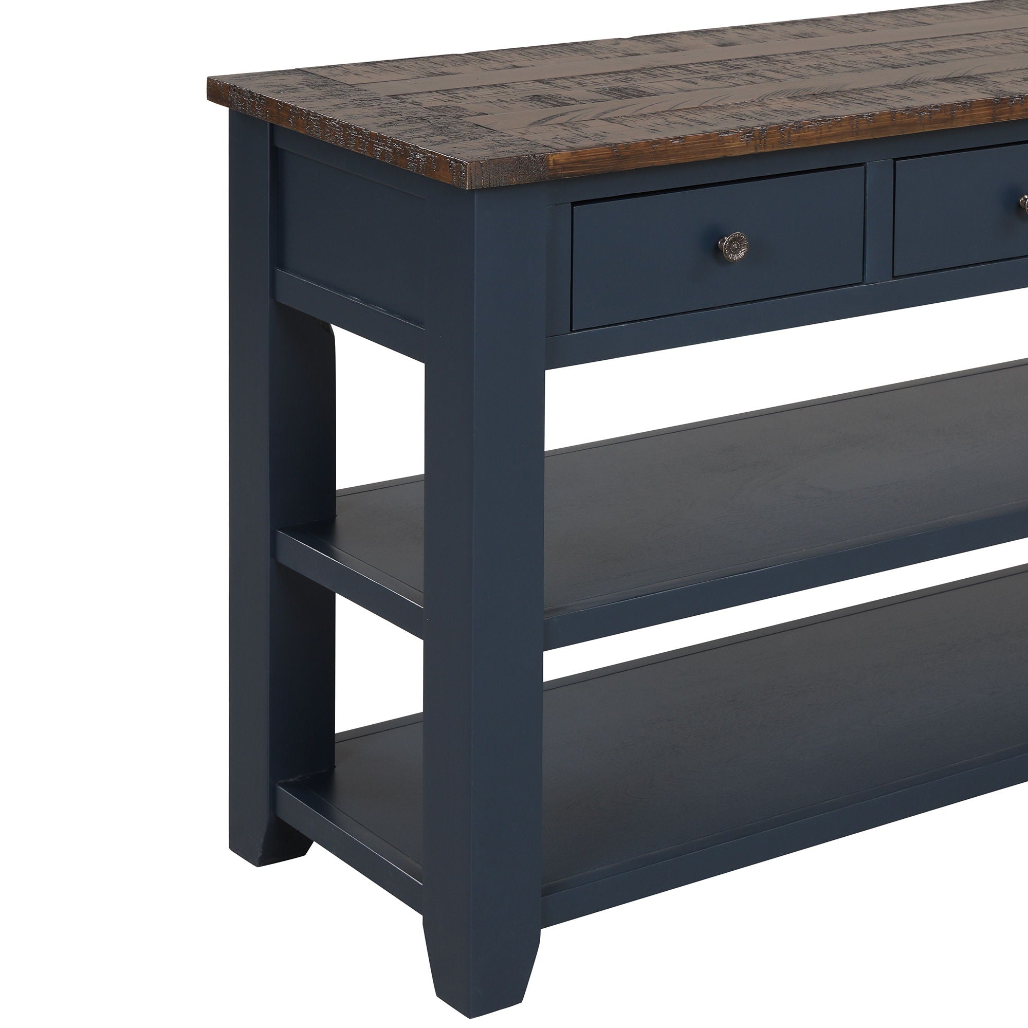 49'' Rectangular Solid 3 Drawer 2 Shelf Console Table - Blue