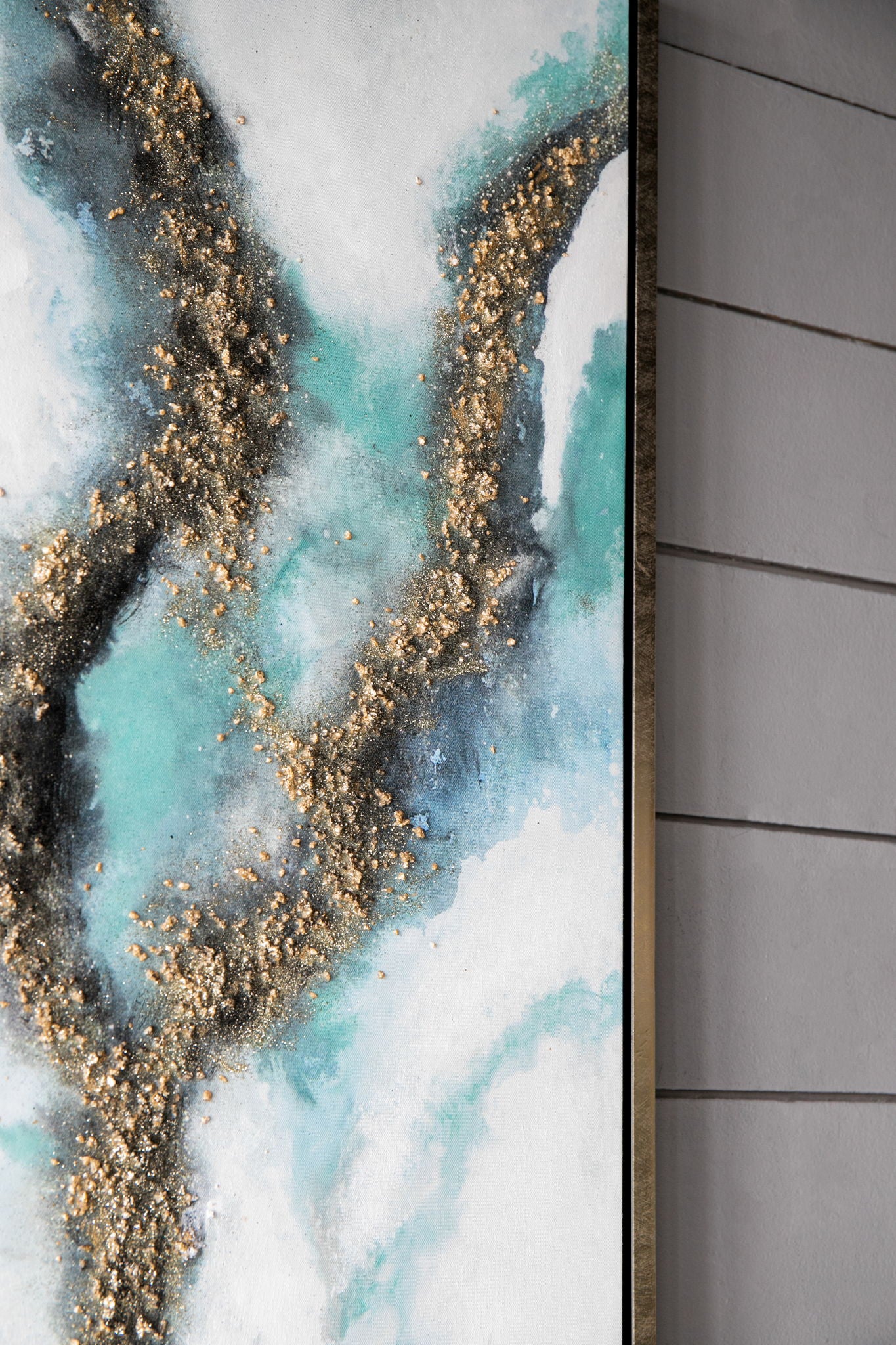 Elongated Modern Abstract Oil Painting, Rectangle Framed Wall Art (Set of 2) - Multicolor