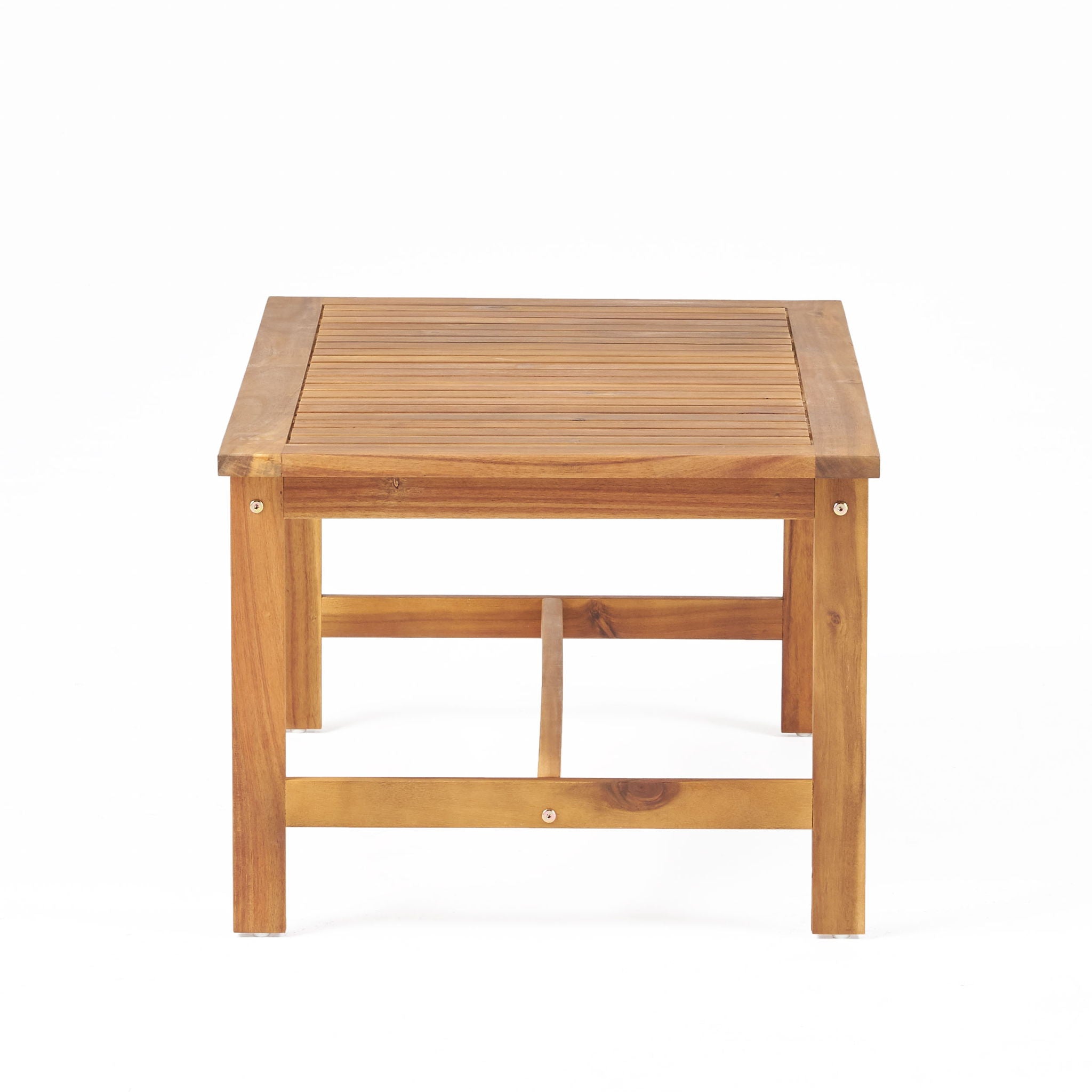 3 Piece Patio Set With Slatted Design, 2 Club Chairs And Coffee Table - Brown