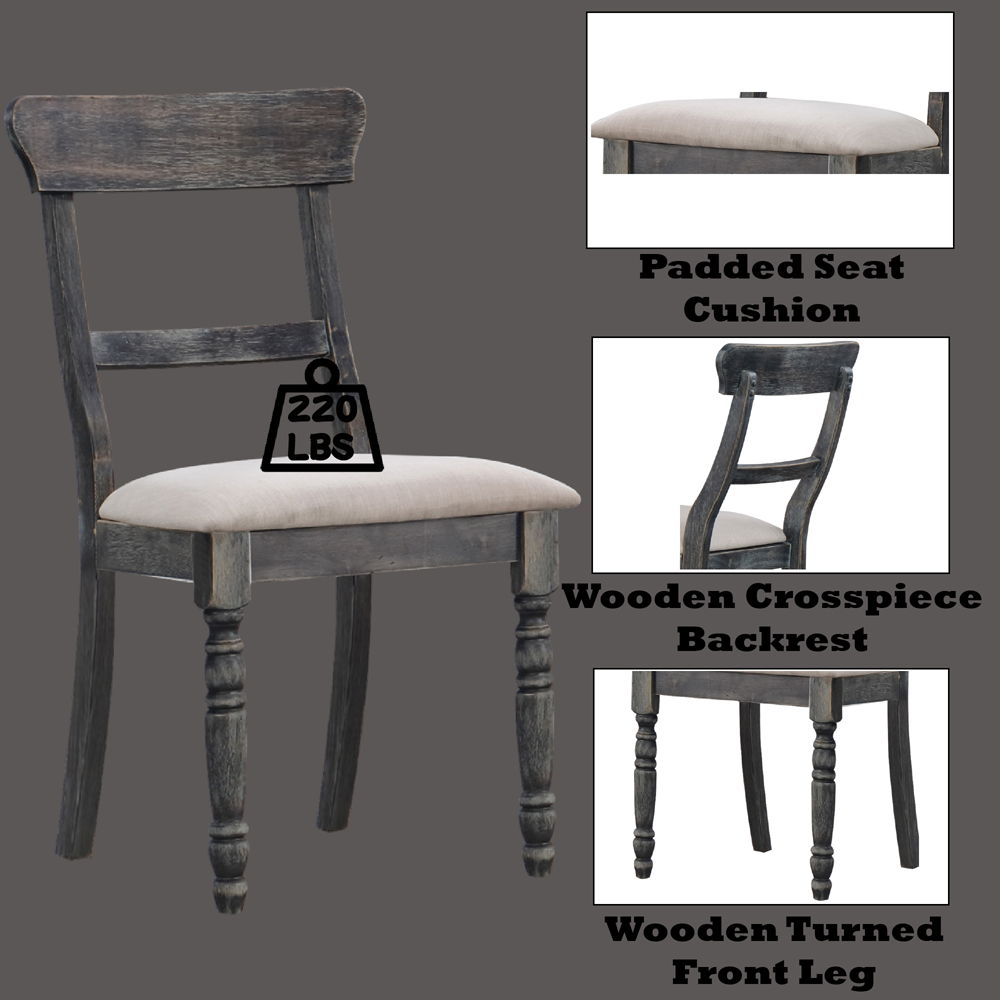 Leventis - Side Chair Set of 2) - Light Brown Linen & Weathered Gray