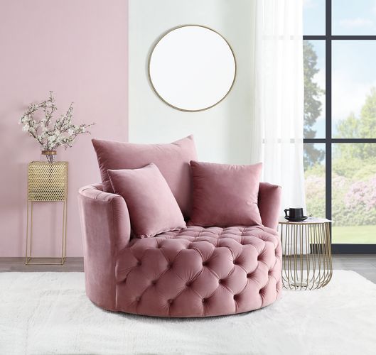 ACME ‧Seat Construction: Full Foam‧Wooden Inner Frame‧Tight Seat & Back Cushion‧Botton Tufted‧3 Pillows Included‧Foam Density: D28‧Swivel Function(360 Degree) | Meri Furniture