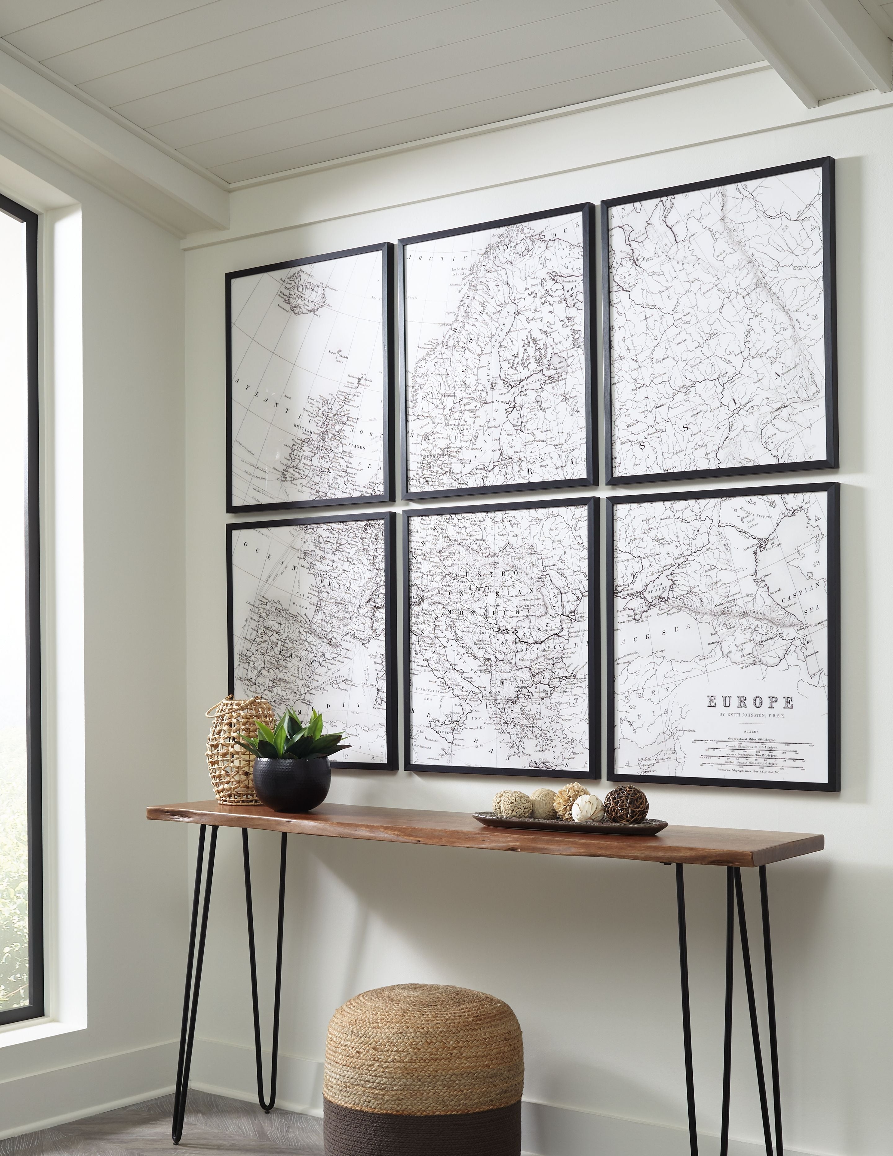 Ashley Furniture Avanworth - Black / White - Wall Art Set (Set of 6) | Meri Furniture