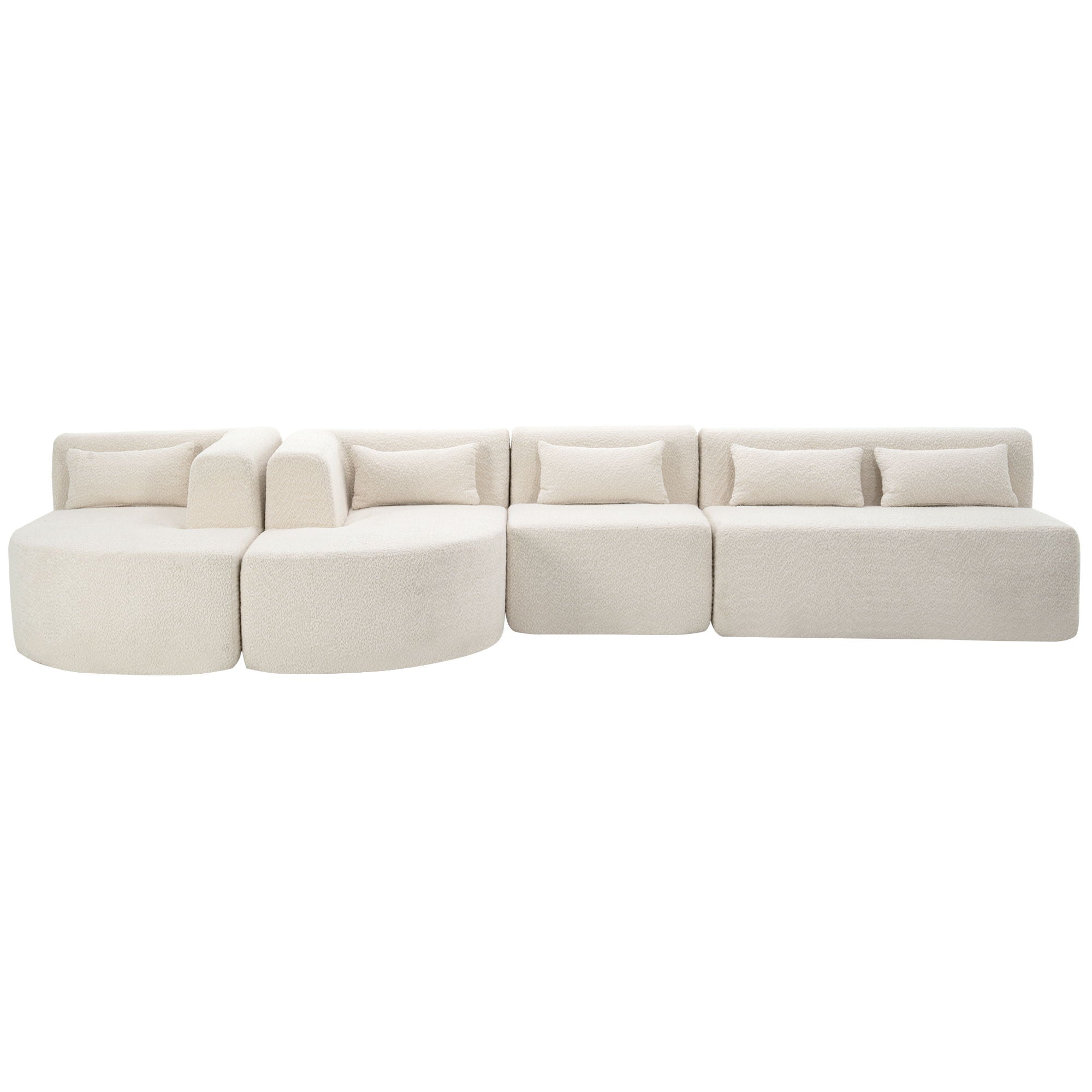 Upholstered Sofa Free Combined Sofa Couch With 2 Chaise Lounge And Five Back Pillows For Living Room