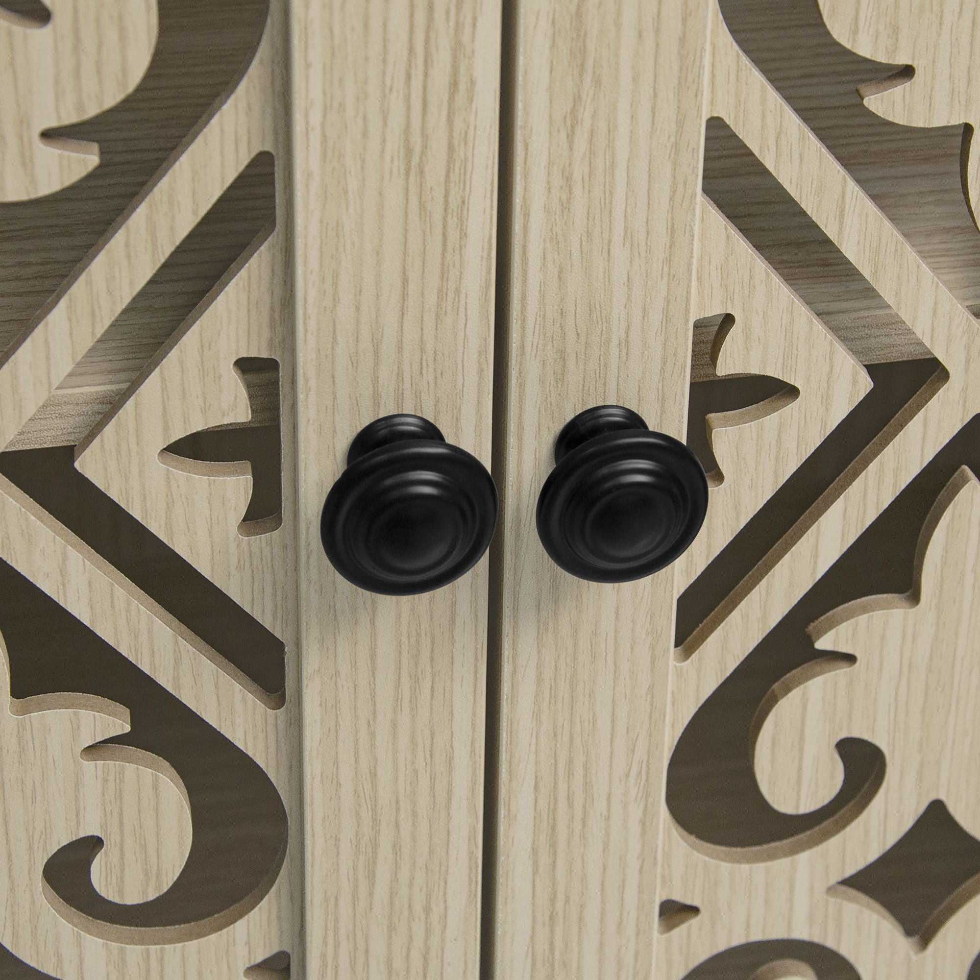 Hollowed Out Cabinet With 2 Door 3 Drawers, American Furniture, Suitable For Bedroom, Living Room, Study - Natural