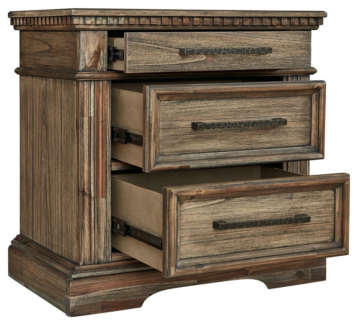 Signature Design by Ashley® Markenburg - Brown - Three Drawer Night Stand | Meri Furniture