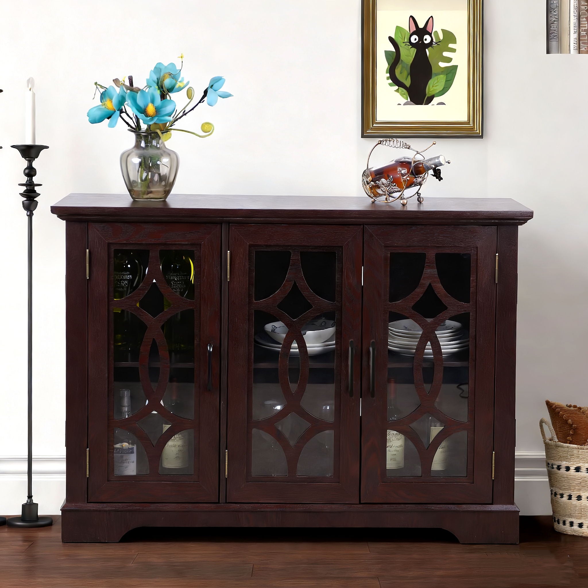 Spacious Sideboard With 3 Doors - Ox Blood Red