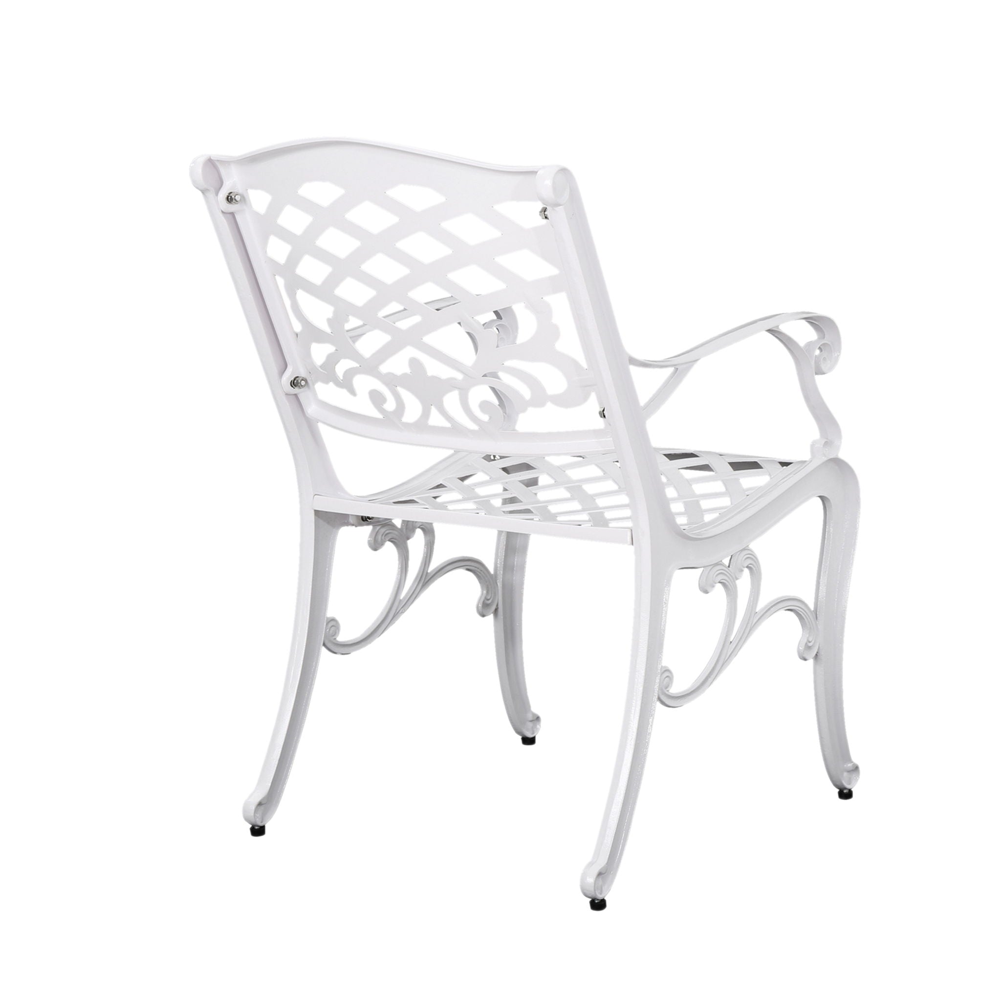 Unravel - Outdoor Arm Chair With Scroll Design And Floral Accents (Set of 2) - White