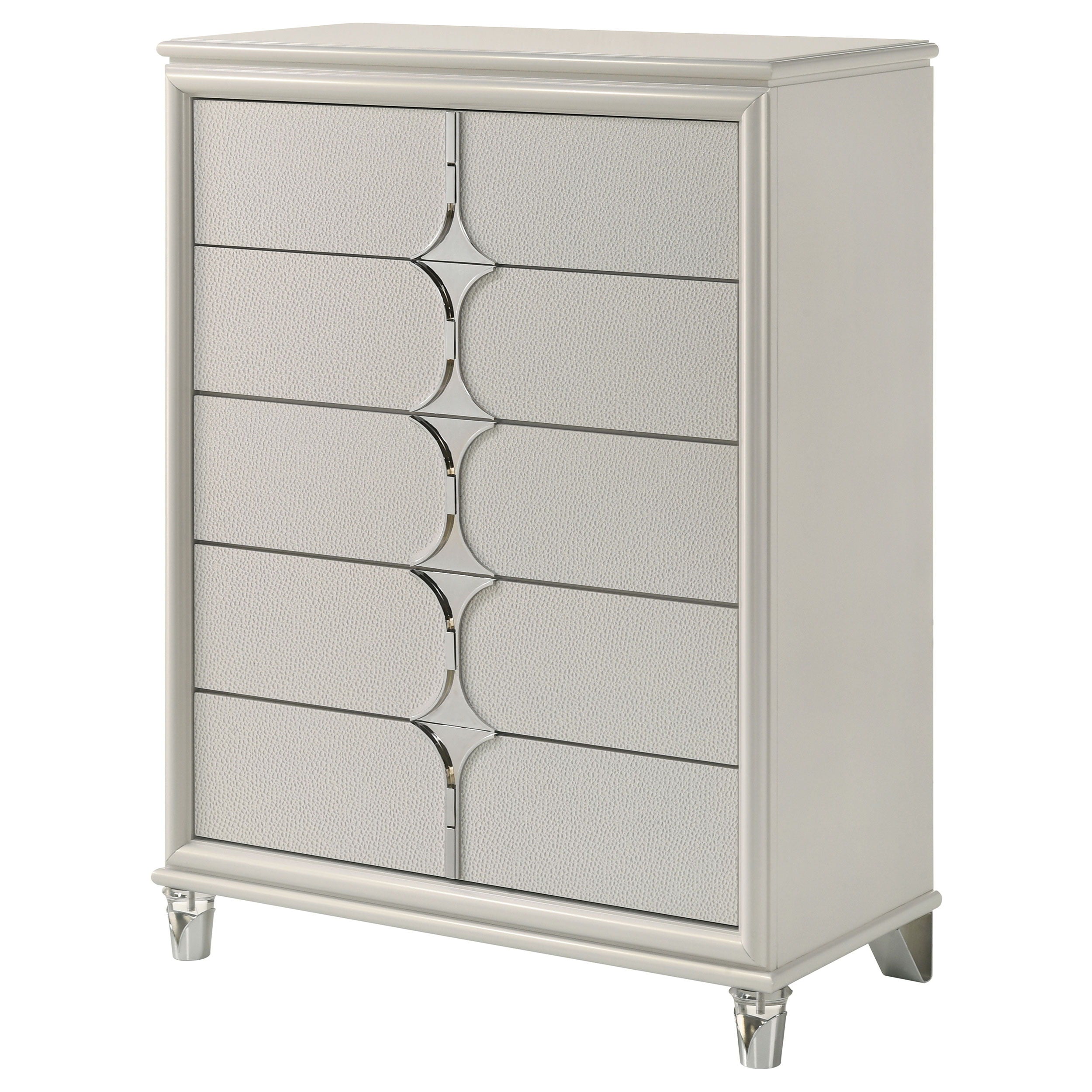Coaster Fine Furniture Olivia - 5-Drawer Bedroom Chest Of Drawers - Pearl White | Meri Furniture