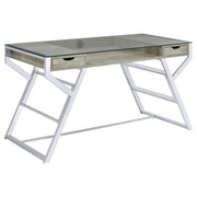 Coaster Fine Furniture Emelle - Glass Top Writing Desk - Gray Driftwood | Meri Furniture