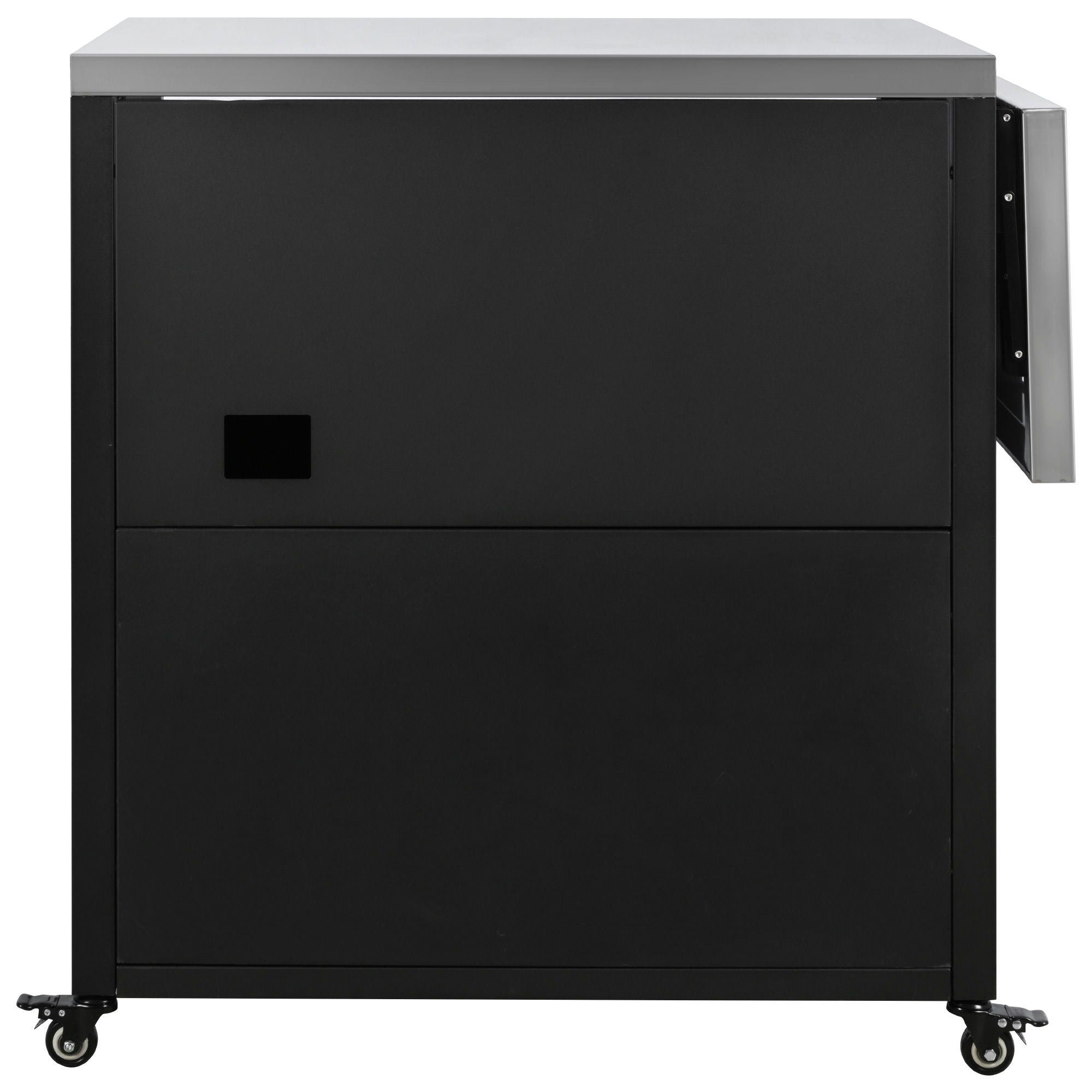 Versatile Outdoor Cabinet With Folding & Expandable Work Surfaces, Ample Storage Space, And Lockable Wheels - Matte Black