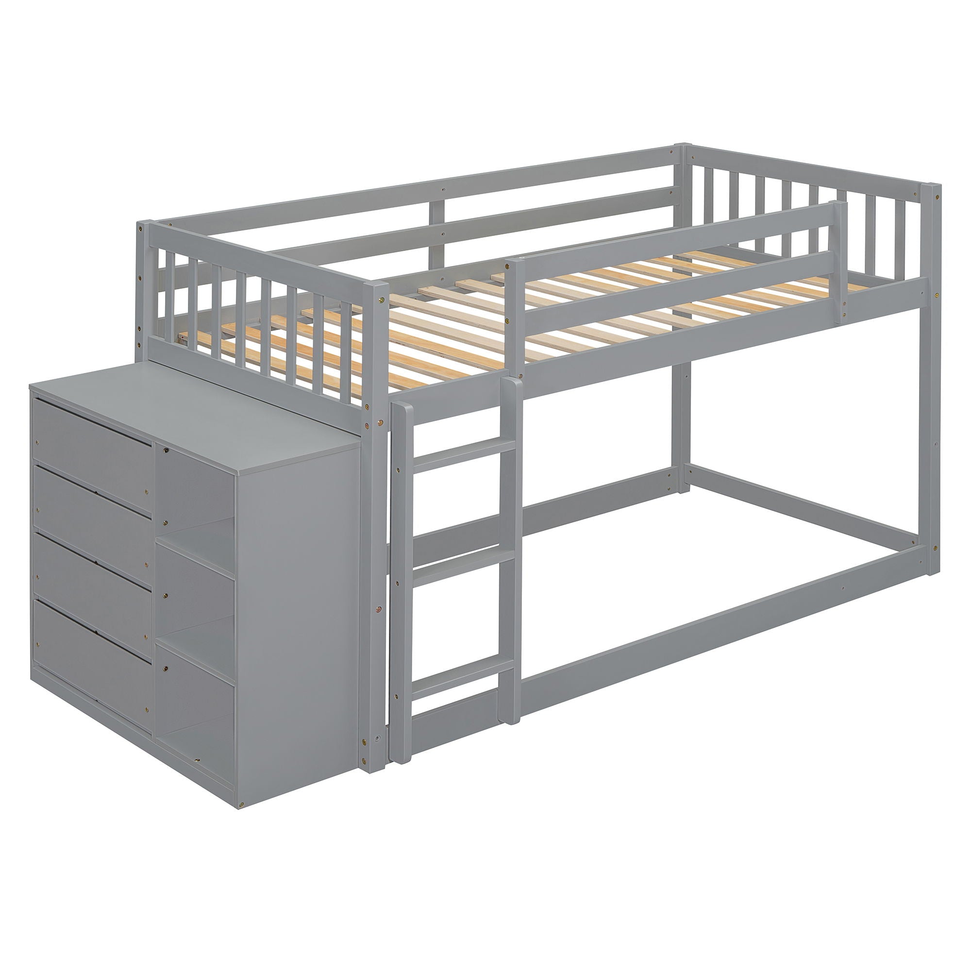 Bunk Bed With 4 Drawers And 3 Shelves