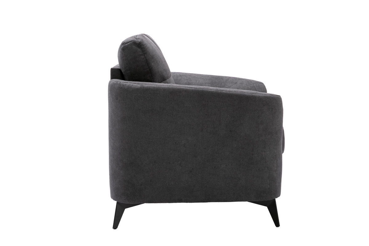 Callie Gray Woven Fabric Sofa Loveseat Chair Living Room Set