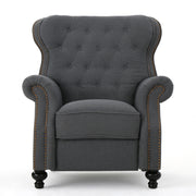 Accented Push Back Recliner Chair With Rolled Arms, Enjoy Cocooning Comfort