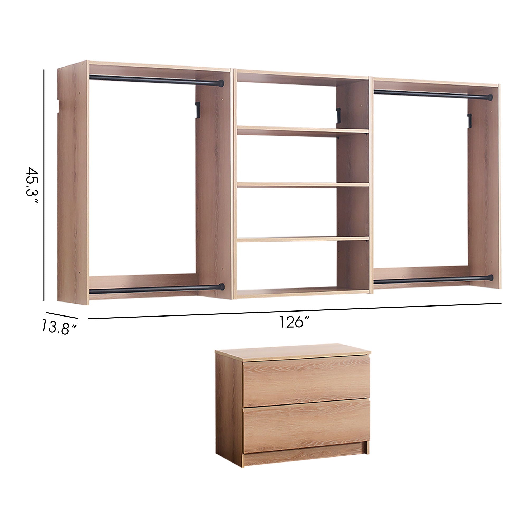 Devi - Wall Mounted Wood Closet System With Modular Units