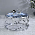 ACME Lyda - Coffee Table - Blue Marble Print & Chrome | Meri Furniture