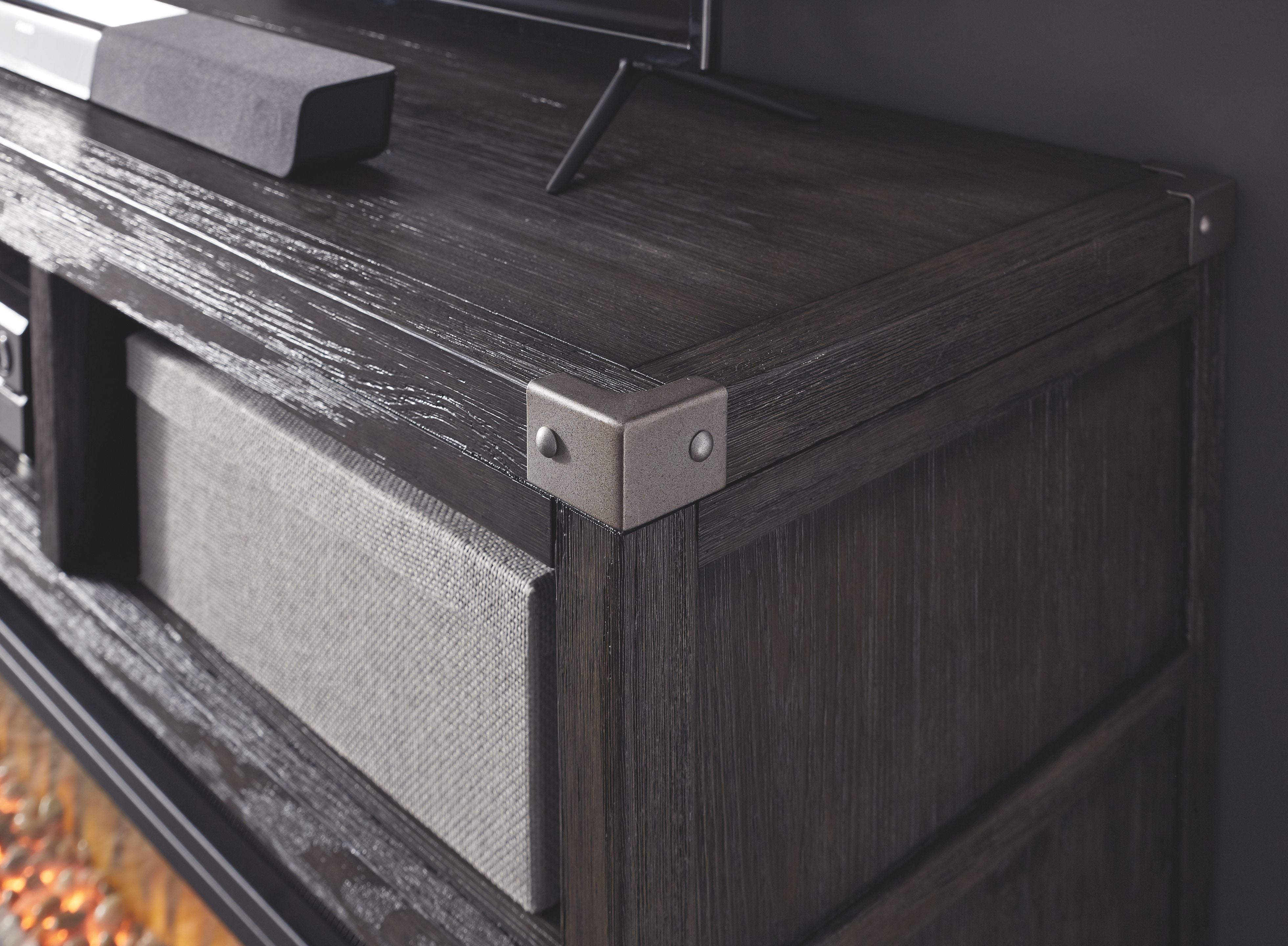 Ashley Furniture Todoe - Gray - LG TV Stand W/Fireplace Option | Meri Furniture