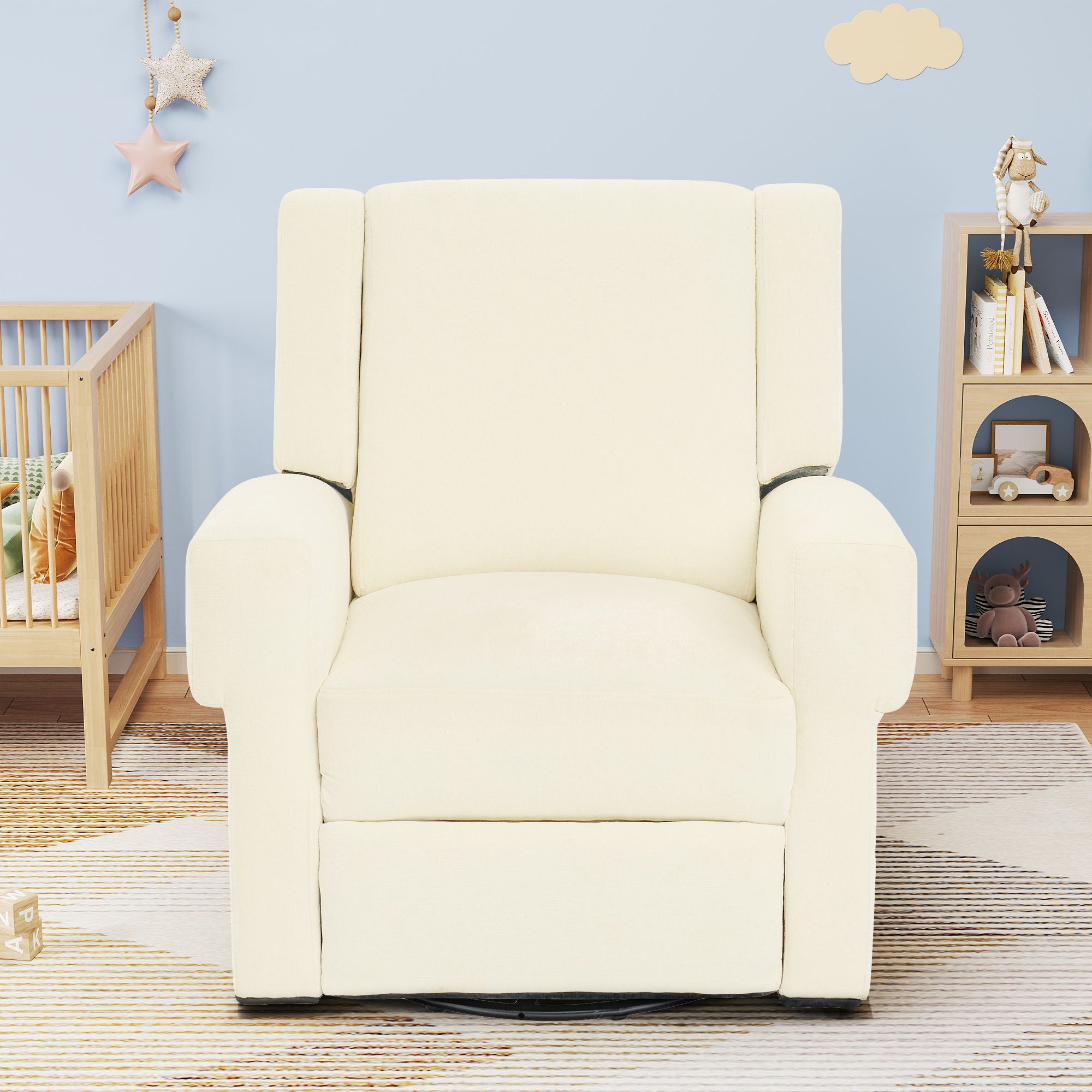 Manual Recliner Chair With Swivel Rocker Function, Dual Recline Angles
