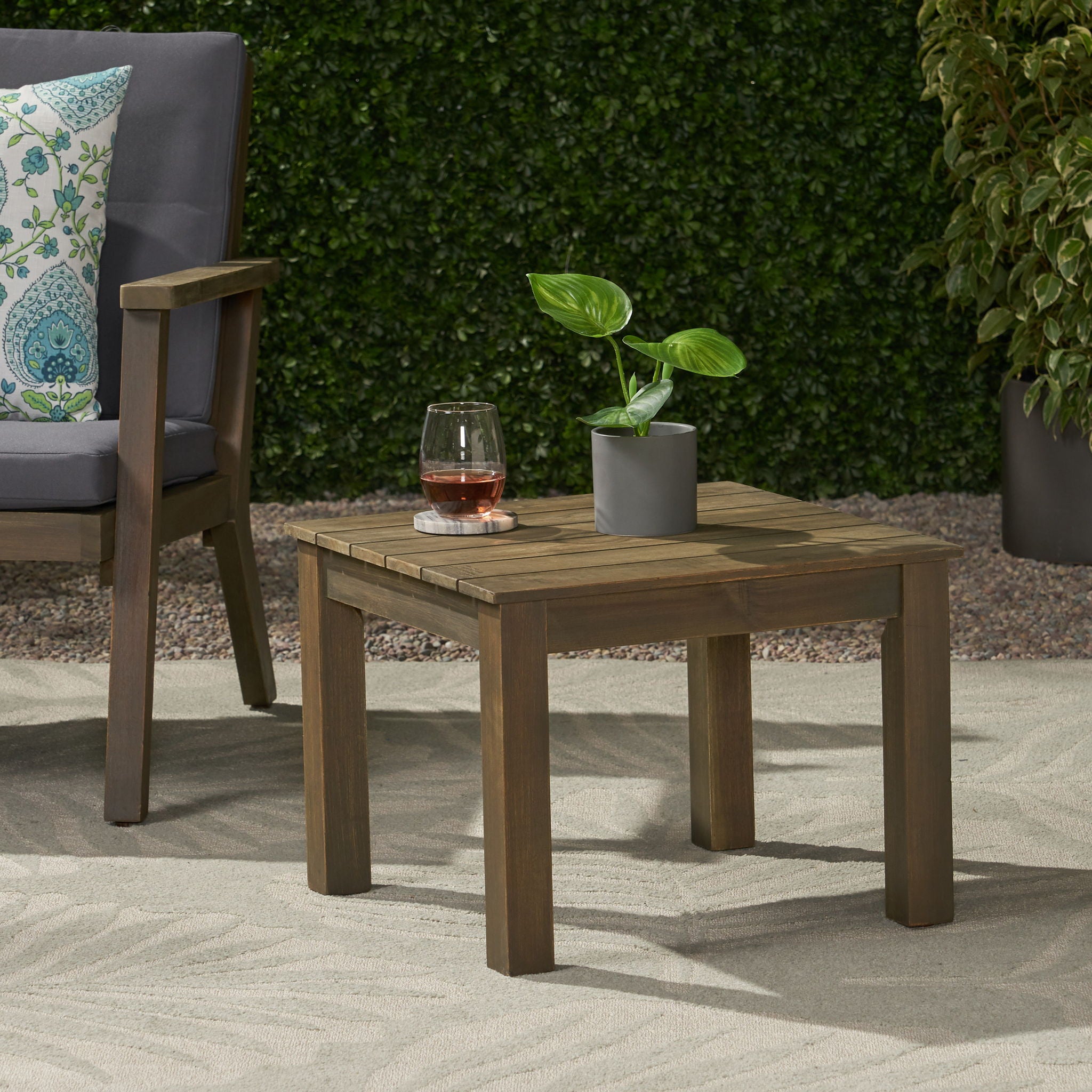 Halcyon - Outdoor Side Table With Slat Design