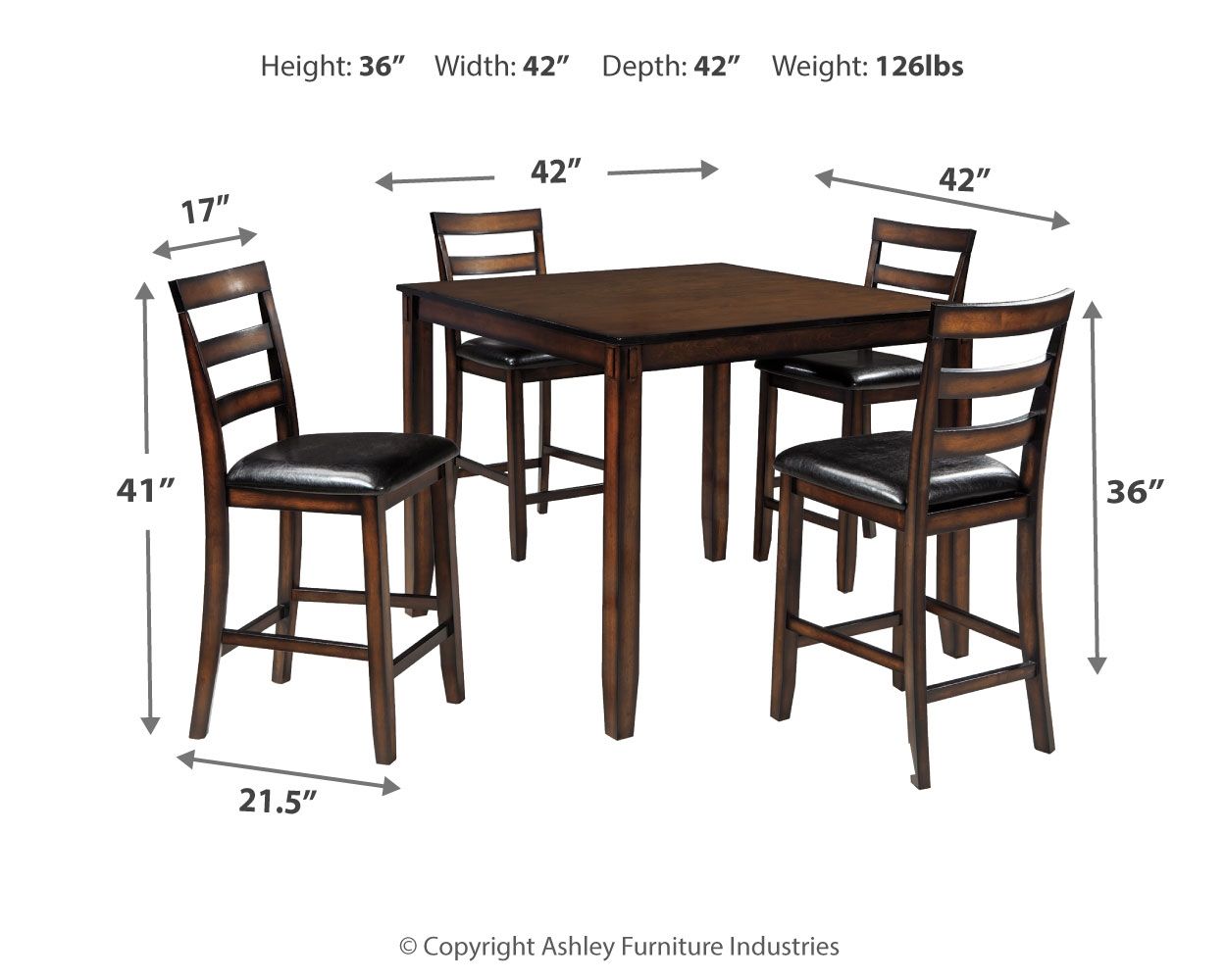 Coviar - DRM Counter Table Set (Set of 5) - Brown