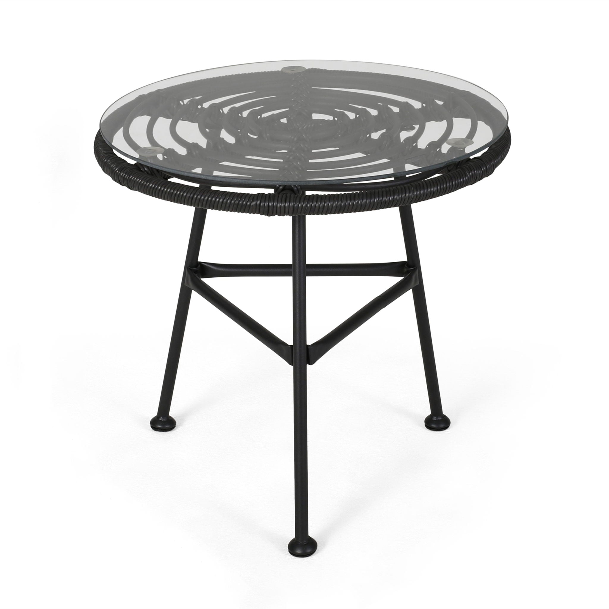 Petrichor - Outdoor Side Table With Tempered Glass And Steel Frame