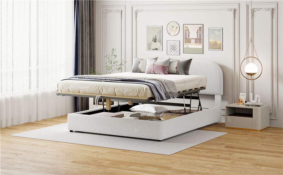 Upholstered Platform Bed With Hydraulic Storage System