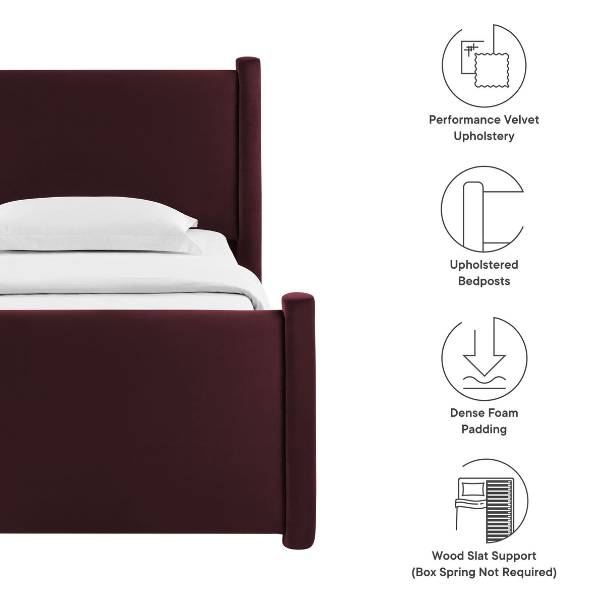 Rael Rounded Post Performance Velvet Twin Platform Bed by Modway