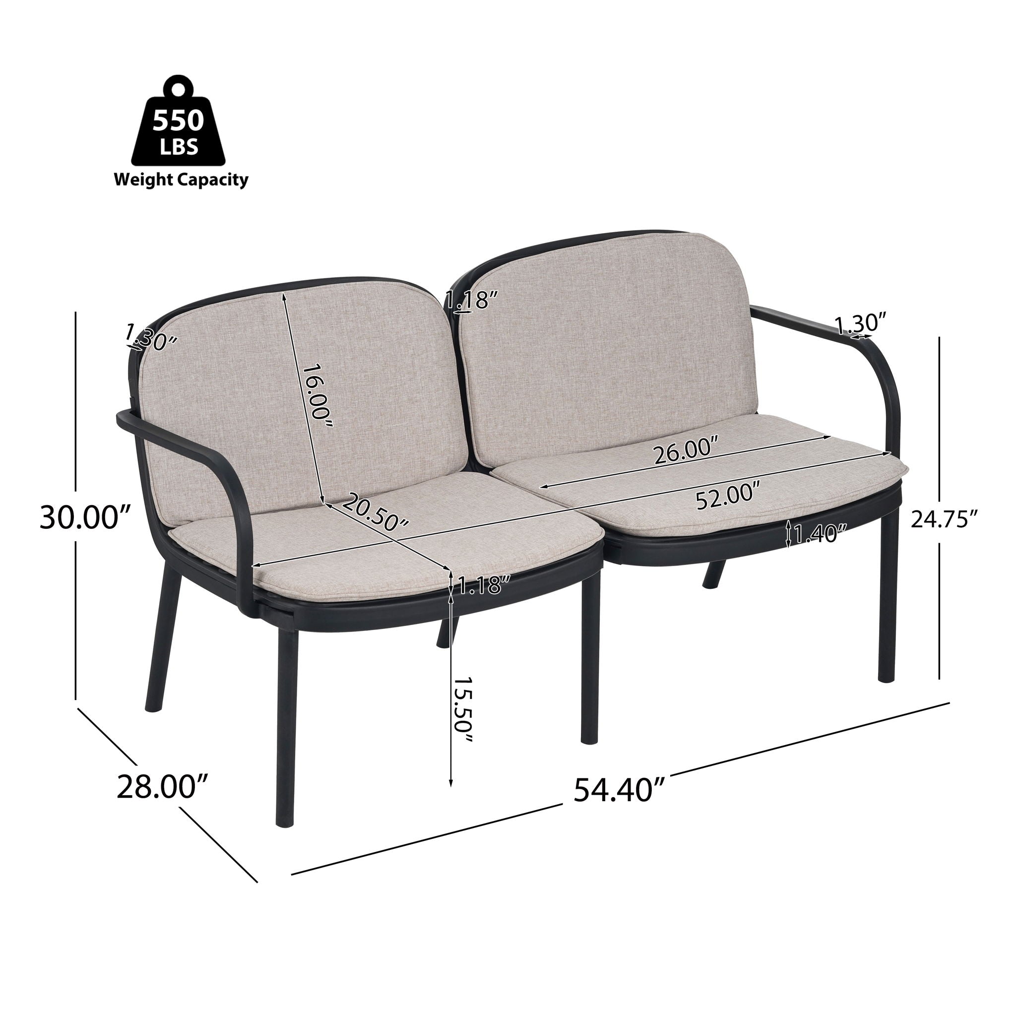 Luna - Outdoor Patio Loveseat