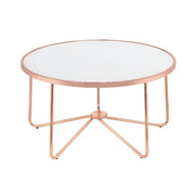 ACME Alivia - Coffee Table - Rose Gold & Frosted Glass | Meri Furniture