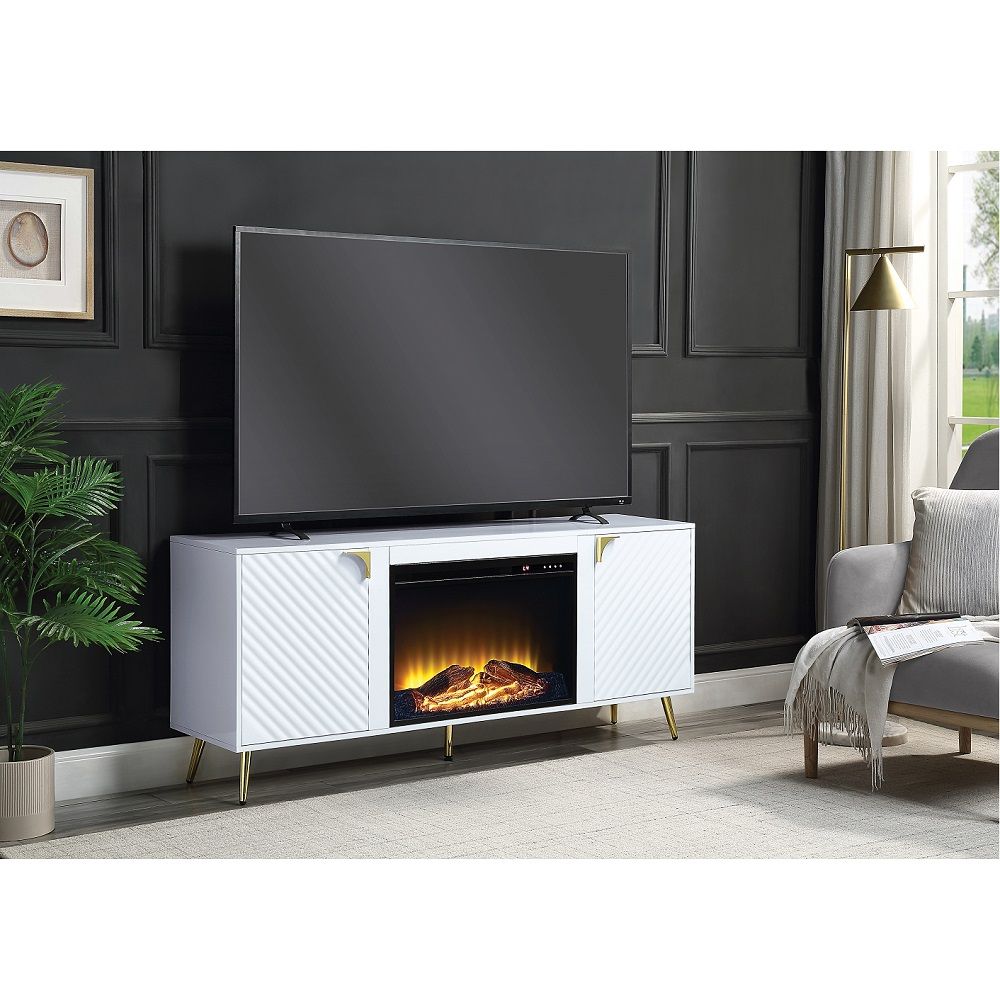 ACME Gaines - TV Stand With Fireplace | Meri Furniture