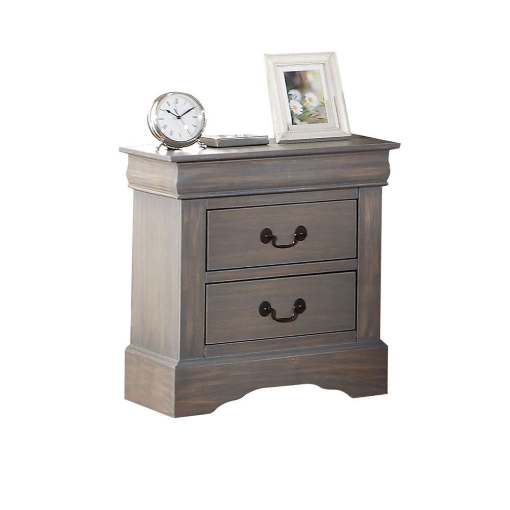 ACME It has two drawers with center metal glide and brushed nickel metal handle. Offers you plentiful storage with spacious drawers | Meri Furniture