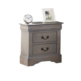 It has two drawers with center metal glide and brushed nickel metal handle. Offers you plentiful storage with spacious drawers